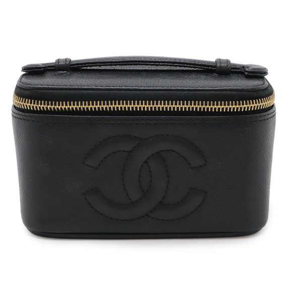 Chanel Coco Mark Vanity Bag Mini Pouch Cosmetic Pouch Cosmetic Pouch Caviar - Picture 1 of 9